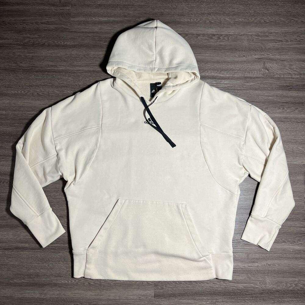 Adidas Studio Lounge Fleece Hoodie Men's L Wonder White HB0483 EUC